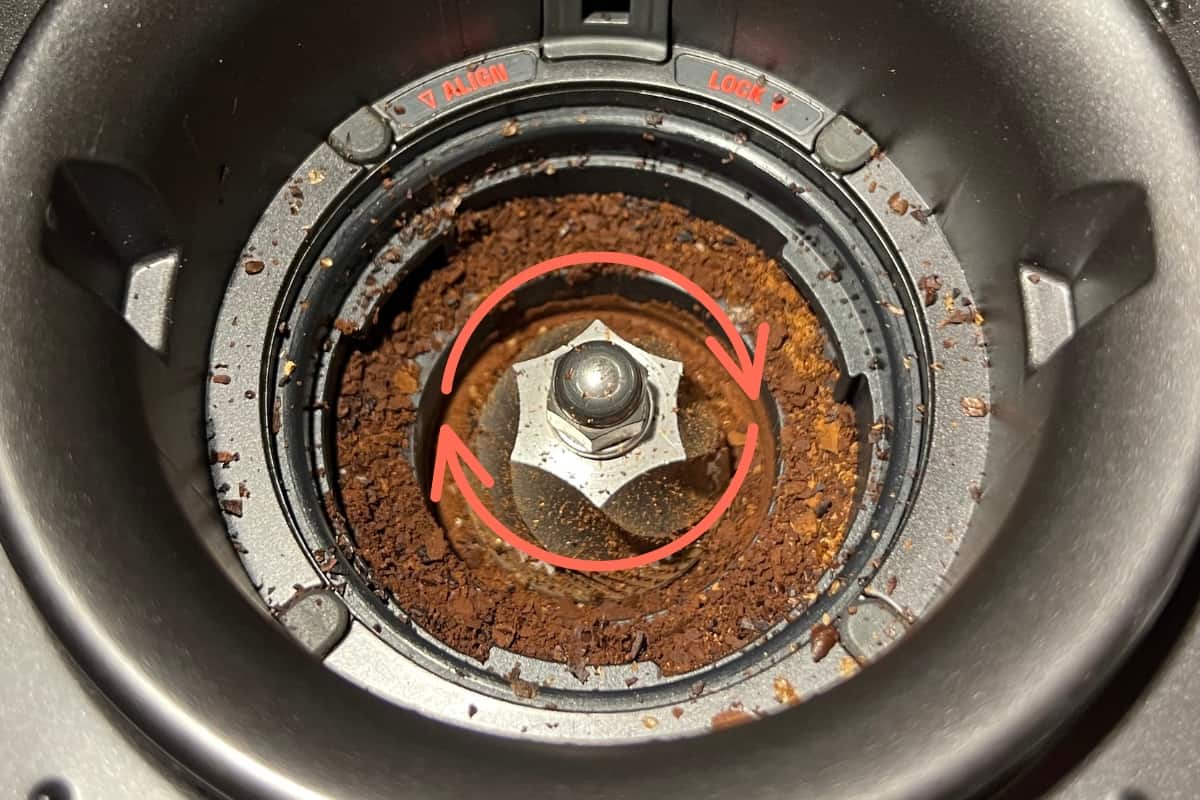 Breville grinder turn hexagon bolt to right